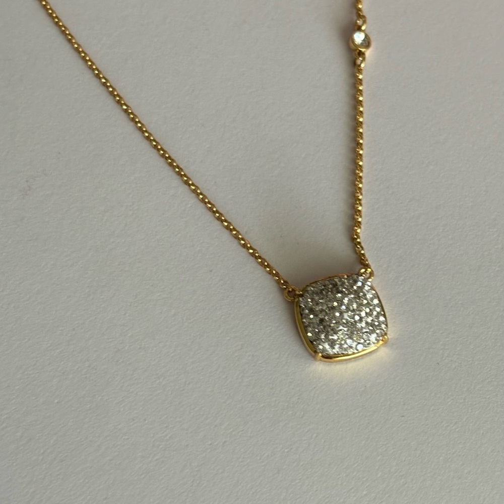 NWT Kate Spade New York Clay Pave Small Square Pendant necklace in gold - Picture 4 of 7